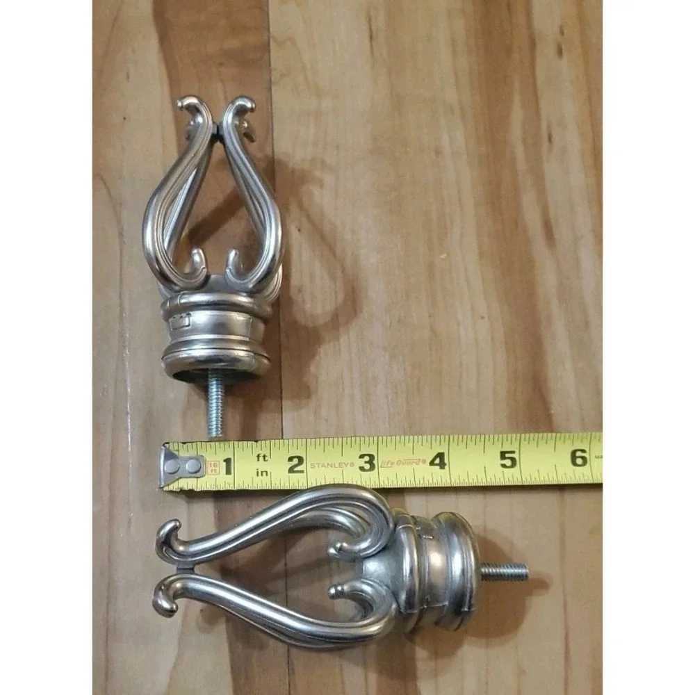 Cambria Premier Florentine Finials Brushed Nickel Silver 2 Curtain Rod Ends